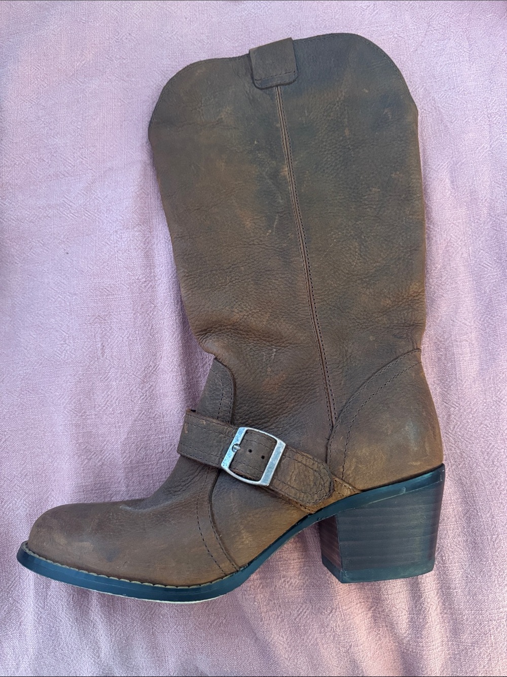 Durango Brown Leather Mid-Calf Heeled Harness Boots
